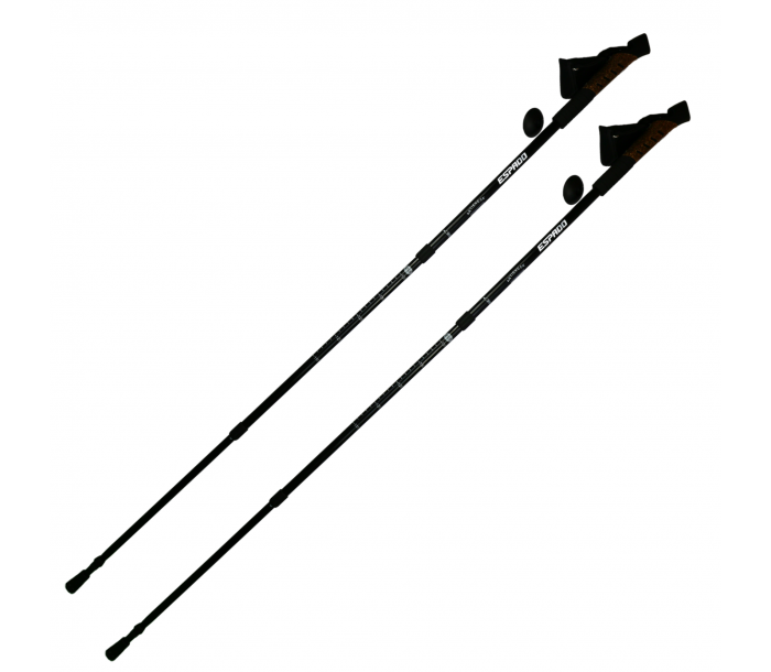 Палки "Espado" для скандинавской ходьбы с ручкой из пробки, 3-х секционные,2шт, ENW-004, чёрный-фото 2 hover image